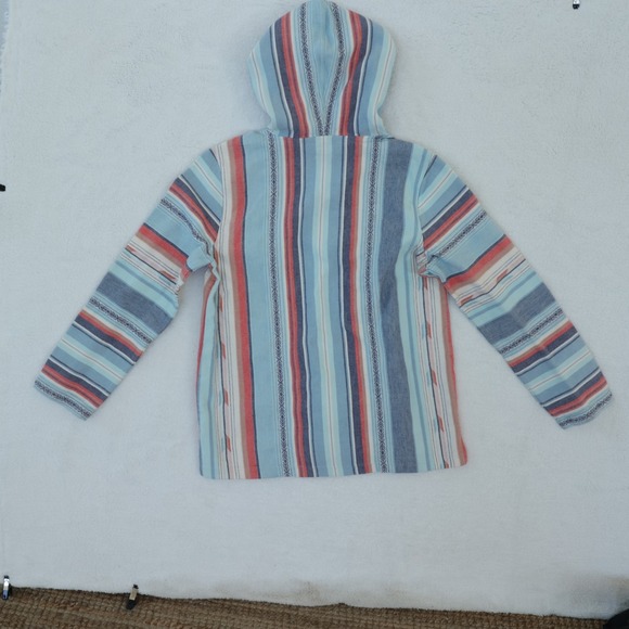 Faherty Baja Poncho Women's Medium Beacon Paradise Stripes Pullover Hoodie Boho - Picture 4 of 10